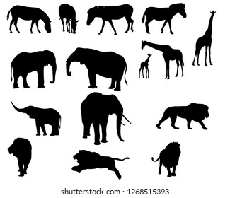 Afirican Mammals Silhouette Set Stock Vector (Royalty Free) 1268515393 ...