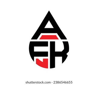 AFK Buchstaben Wassertropfen Form Logo Design. AFK Drop Logo einfach Design.