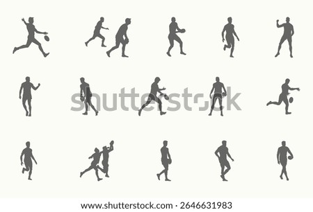 Afl silhouette, Afl players vector, Australian rules football vector, Australian rules football silhouette, Australian afi clipart.
