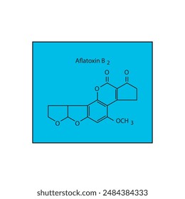 Aflatoxin B2 skeletal structure diagram.mycotoxin compound molecule scientific illustration.