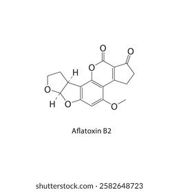 Aflatoxin B2 skeletal structure.Quaternary Ammonium Compound compound schematic illustration. Simple diagram, chemical structure.