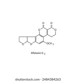 Aflatoxin G2 skeletal structure diagram.mycotoxin compound molecule scientific illustration.