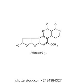 Aflatoxin G2a skeletal structure diagram.mycotoxin compound molecule scientific illustration.