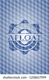 Afloat blue badge with geometric pattern.
