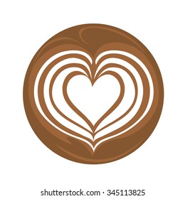 Aflutter Heart Latte Art Coffee Logo Icon with white background