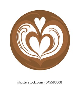 Aflutter Heart Latte Art Coffee Logo Icon