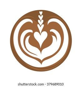 Aflutter Heart and Tulip Coffee Latte Art Logo Icon Vector