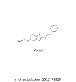 Afobazol flat skeletal molecular structure Anxiolytic drug used in Anxiety treatment. Vector illustration scientific diagram.