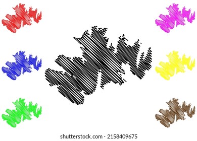 Afognak island (United States of America, North America, Alaska, US, USA, Kodiak Archipelago) map vector illustration, scribble sketch Ag’waneq map
