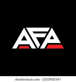 AFP triangle letter logo design with triangle shape. AFP triangle logo design monogram. AFP triangle vector logo template with red color. AFP triangular logo Simple, Elegant, and Luxurious design.