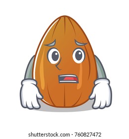 Afraid almond nut character cartoon