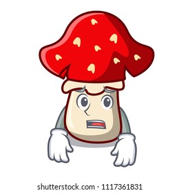 Afraid amanita mushroom mascot cartoon