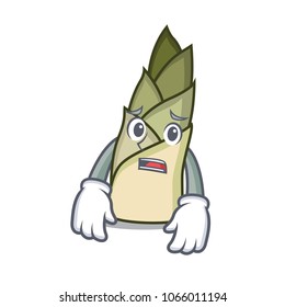 Afraid bamboo shoot mascot cartoon