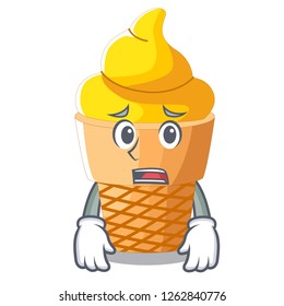 Afraid banana ice cream in shape cartoon
