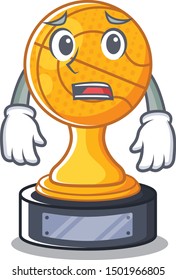 Afraid basketball trophy character shaped on cartoon