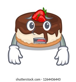 Afraid berries cartoon cake on above table