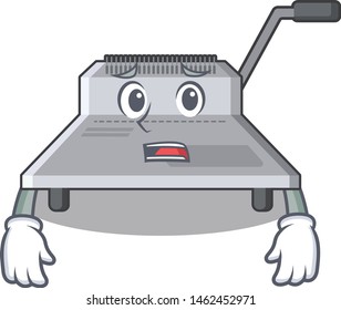 Afraid binding machine above wood table cartoon