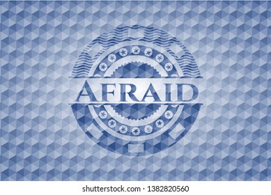 Afraid blue emblem or badge with abstract geometric pattern background. Vector Illustration. Detailed.