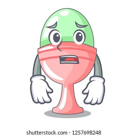 Afraid boiled organic chicken egg in cartoon