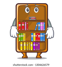 Afraid bookcase isolated in the with characters