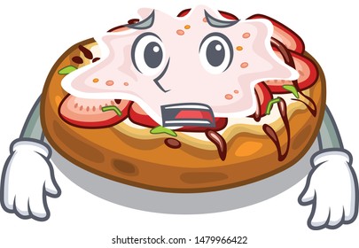 Afraid bread bruschetta above cartoon wooden table