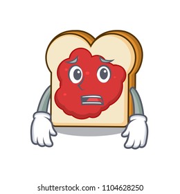Afraid bread with jam mascot cartoon