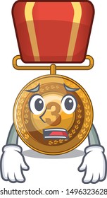 Afraid bronze medal with the cartoon shape