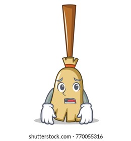 Afraid broom character cartoon style