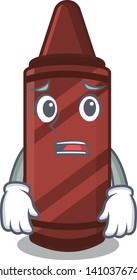 Afraid brown crayon in the cartoon column