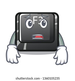 Afraid button f3 in the shape cartoon