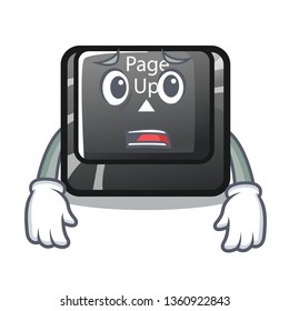 Afraid button page up on computer cartoon