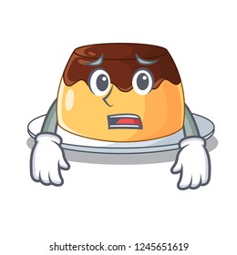 Afraid caramel chocolate pudding on cartoon funny