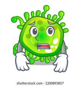 Afraid cartoon microbes on the humans hand