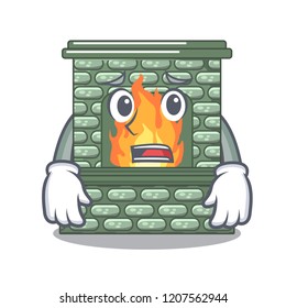 Afraid cartoon stone fireplace with the flame