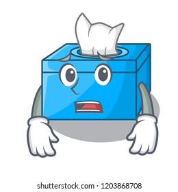 Afraid cartoon tissue box on a sideboard