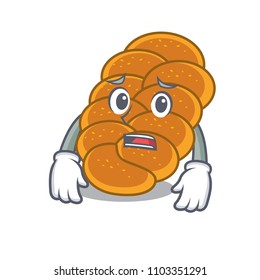 Afraid challah mascot cartoon style