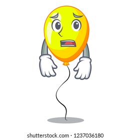 Afraid character yellow balloon ticket on holiday