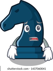 Afraid chess knight isolated with the cartoon