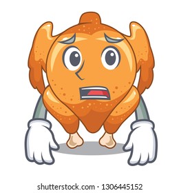 Afraid chicken roast is isolated with characters