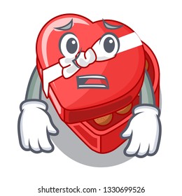 Afraid chovolate heart box isolated with characters
