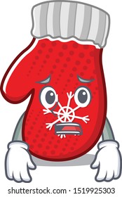 Afraid christmas mittens with the mascot shape