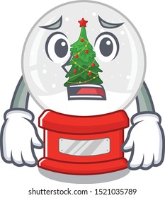 Afraid christmas snow globe isolated with character