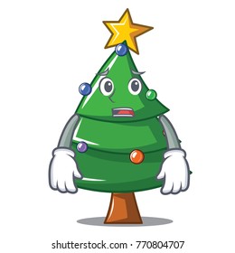 Afraid Christmas tree character cartoon