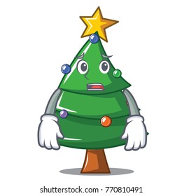 Afraid Christmas tree character cartoon