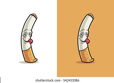 Afraid Cigarette Cartoon tongue sticking out. Vector illustration