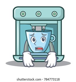 Afraid coffee maker character cartoon