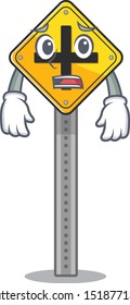 Afraid crossing sign at the roadside character