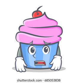 Afraid cupcake character cartoon style