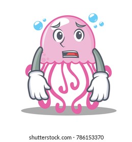 Afraid cute jellyfish character cartoon