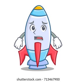 Afraid cute rocket character cartoon